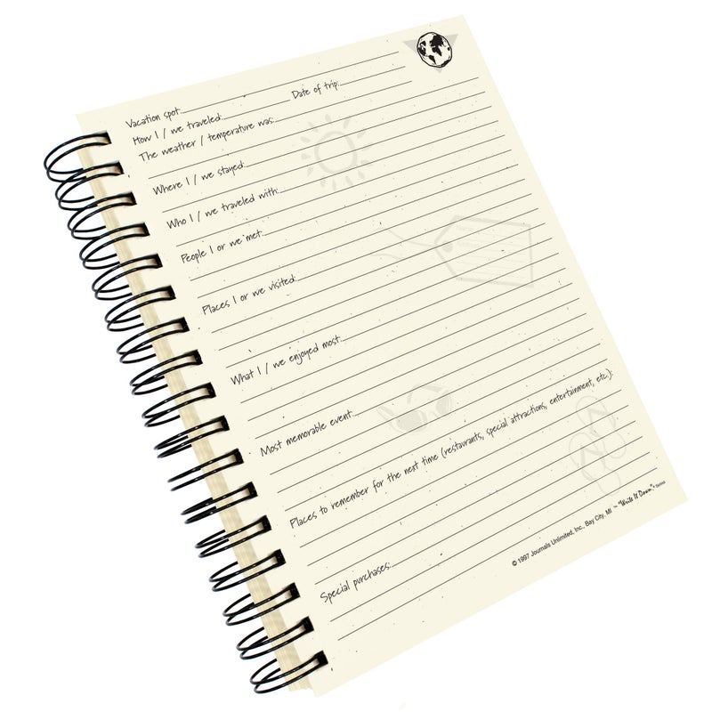 Write it Down series by Journals Unlimited, Guided Journal, Vacation, The Traveler's Journal, Full-size 7.5"x 9", Kraft Hard Cover, Made in USA - Image 4